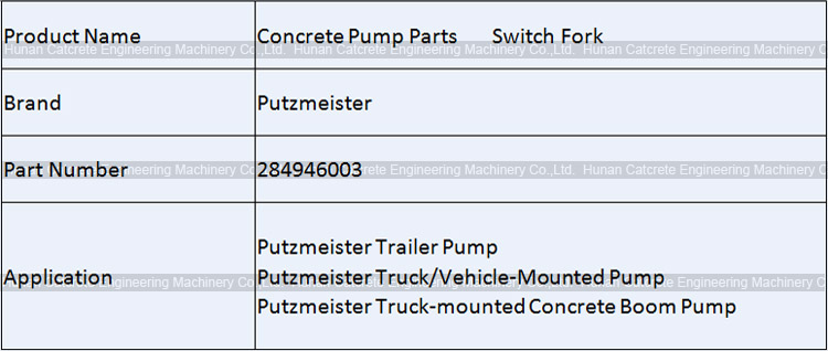 Putzmeister Concrete Pump Switch Fork 284946003