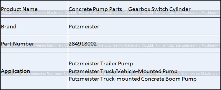 Putzmeister Concrete Pump Switch Cylinder for Gearbox 284918002