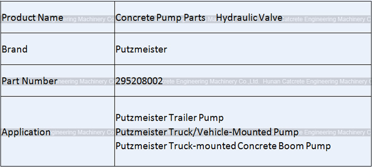 Putzmeister Hydraulic Valve 295208002