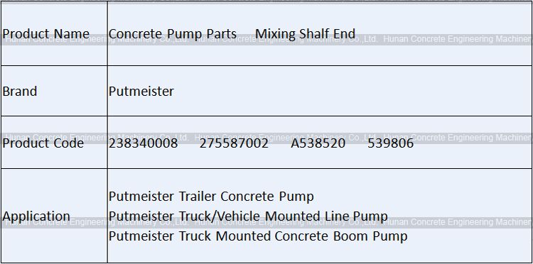 Putmeister Mixer Shaft End 238340008 275587002