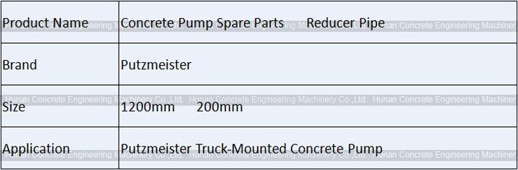 Putzmeister Reducer Pipe 6-5 inch x1200mm