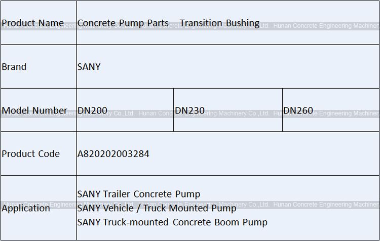 SANY Transition Bushing DN200 DN230 DN260