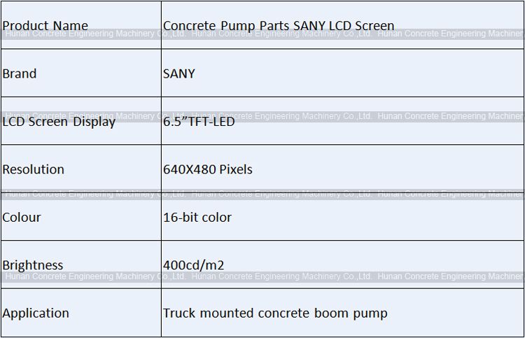 SANY Concrete Pump LCD Screen