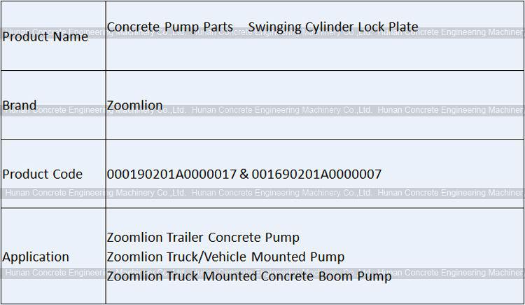 Zoomlion Swinging Cylinder Lock Plate 000190201A0000017