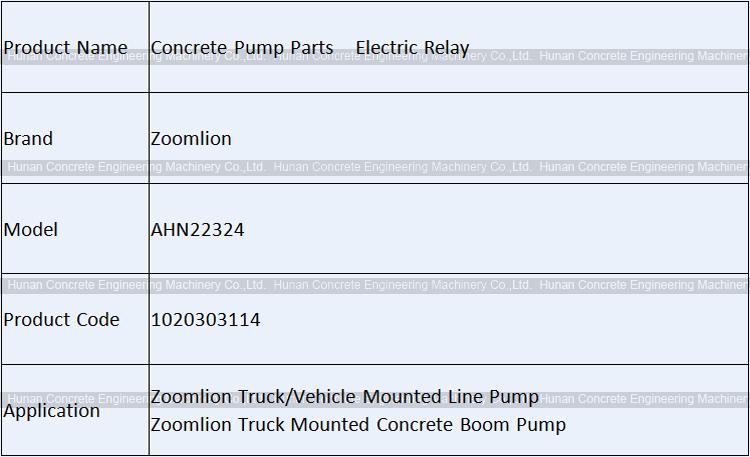 Zoomlion Electric Relay AHN22324