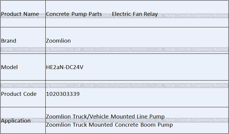 Zoomlion Electric Fan Relay HE2aN-DC24V