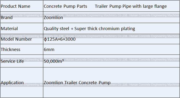 Concrete Trailer Pump Pipe DN125Ax6x3000