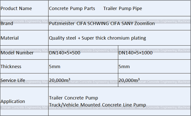 Concrete Trailer Pump Pipe DN140x5x500