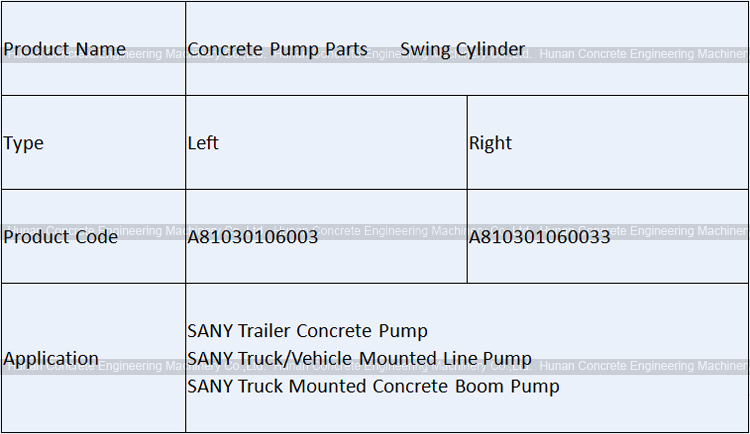 SANY Concrete Pump Swinging Cylinder/ Rocker oil cylinder /Tilt Cylinder