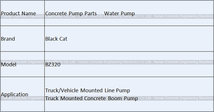 Truck Mounted Concrete Pump Water Pump Black Cat BZ320 for Zoomlion SANY