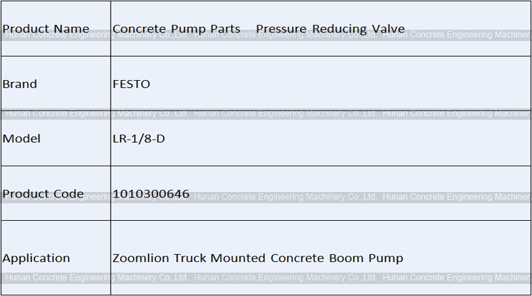 Concrete Pump Pressure Reducing Valve with Meter FESTO LR-1/8-D