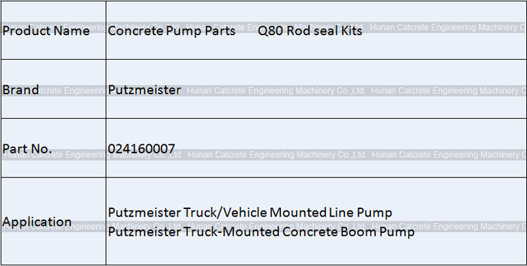 Putzmeister Seal Kits for Rod Q80 024160007