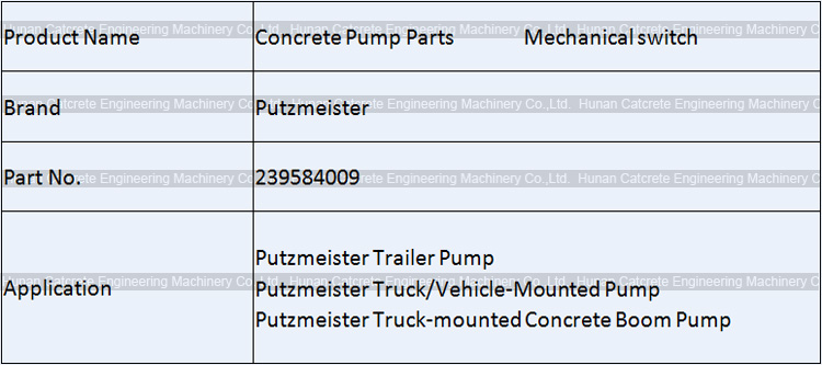 Putzmeister Concrete Pump Mechanical Switch 239584009