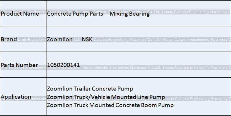 Zoomlion Concrete Pump Parts Mixing Bearing 1050200141 NSK Japan