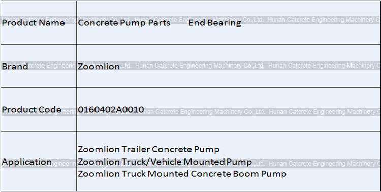 Zoomlion Concrete Pump Upper Housing End Bearing 0160402A0010