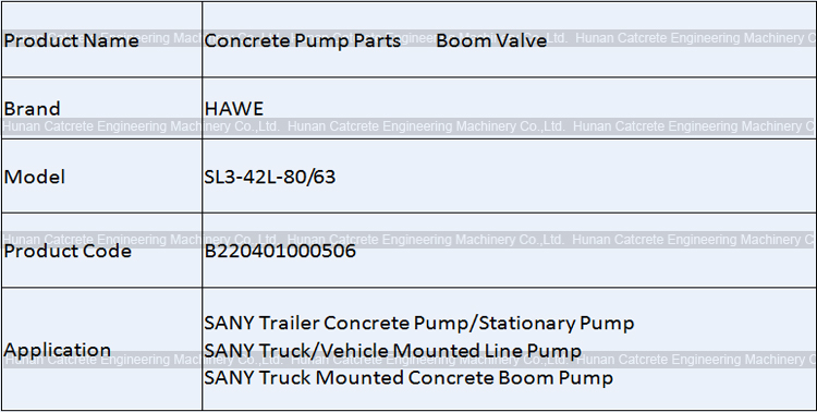 SANY Concrete Pump Parts 2nd Boom Valve B220401000506 HAWE SL3-42L-80/63