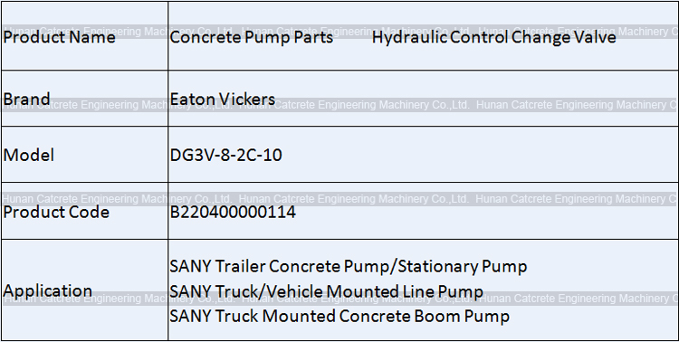 SANY Concrete Pump Parts Eaton Vickers DG3V-8-2C-10 Hydraulic Control Change Valve B220400000114