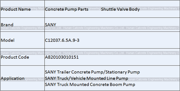 SANY Concrete Pump Parts Shuttle Valve Body C12037.6.5A.9-3 A820103010151