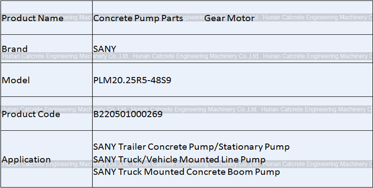 SANY Concrete Pump Parts Gear Motor PLM20.25R5-48S9 B220501000269