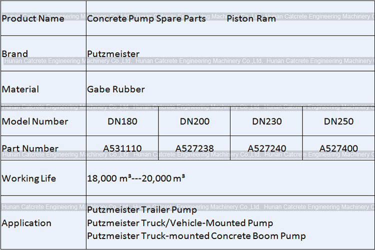 Putzmeister Piston Ram A531110 A527238 A527240 A527400