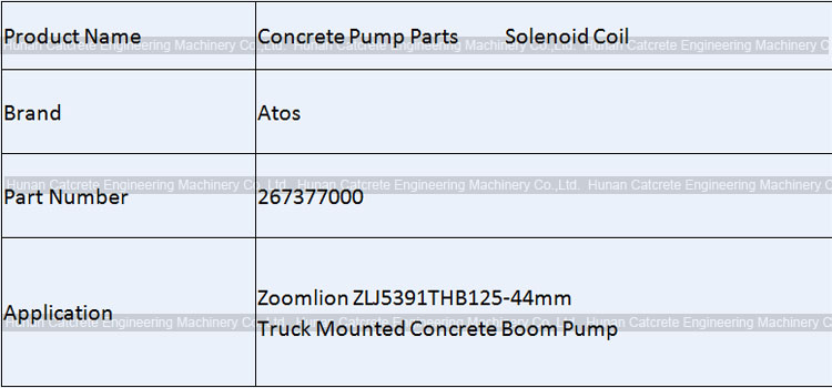 Zoomlion Pump Truck ZLJ5391THB125-44m Solenoid Coil Atos SP-COU-24DC/80