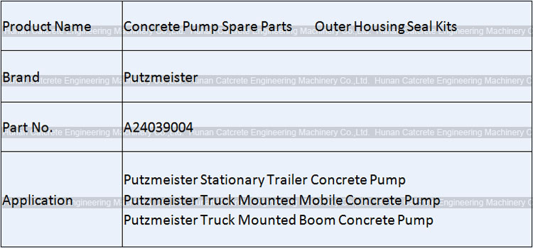 Putzmeister Concrete Pump Outer Housing Seal Kits A24039004