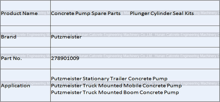 Putzmeister Big Mouth Plunger Cylinder Seal Kits D80-160mm 278901009