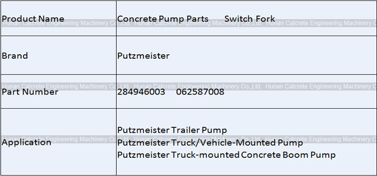 Putzmeister Concrete Pump Switch Fork 284946003 G61 062587008