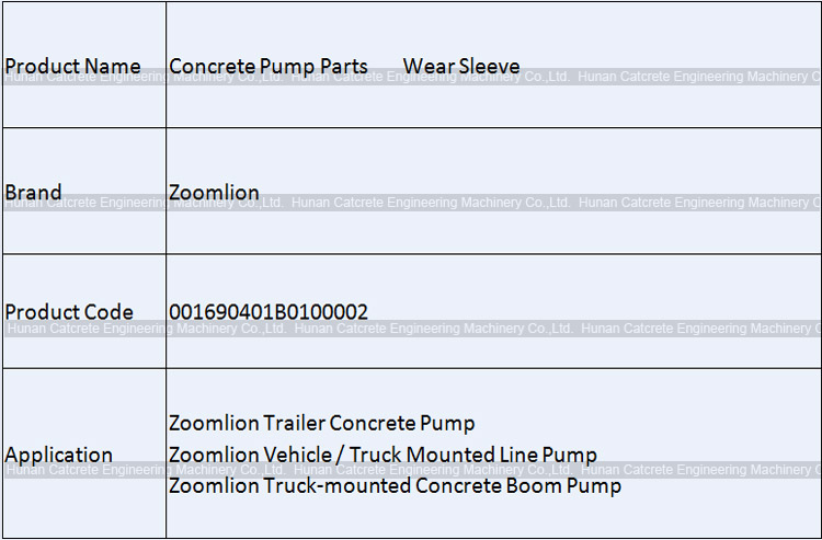 Zoomlion Concrete Pump Wear Sleeve Bushing 001690401B0100002