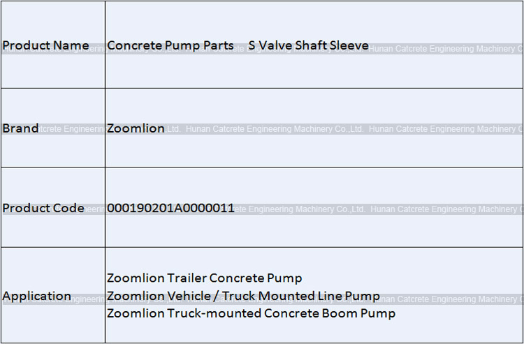 Zoomlion Concrete Pump S Valve Shaft Sleeve Bushing 000190201A0000011