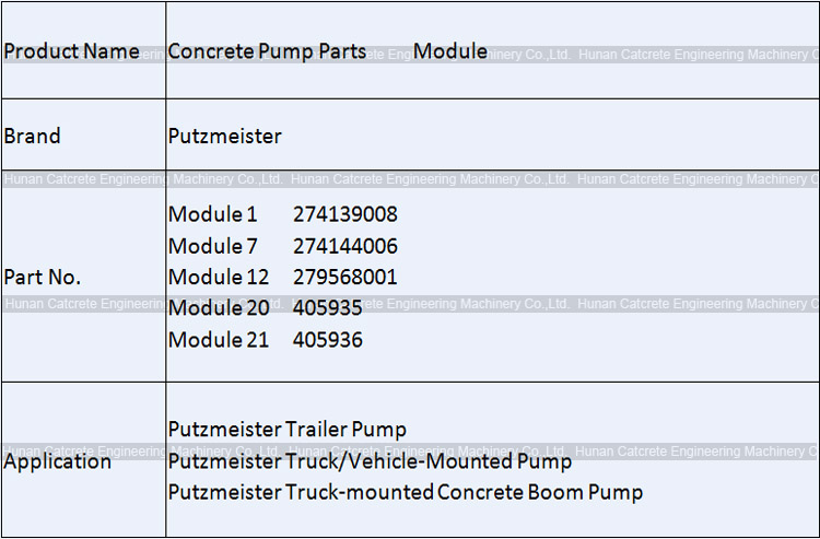 Putzmeister Concrete Pump Module 1 7 12 20 21 274139008 274144006 279568001 405935 405936