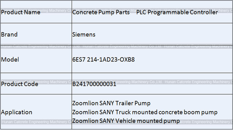 SANY HBT90CH-2135D Concrete Stationary Pump Parts PLC B241700000031 Siemens Programmable Controller 6ES7 214-1AD23-OXB8