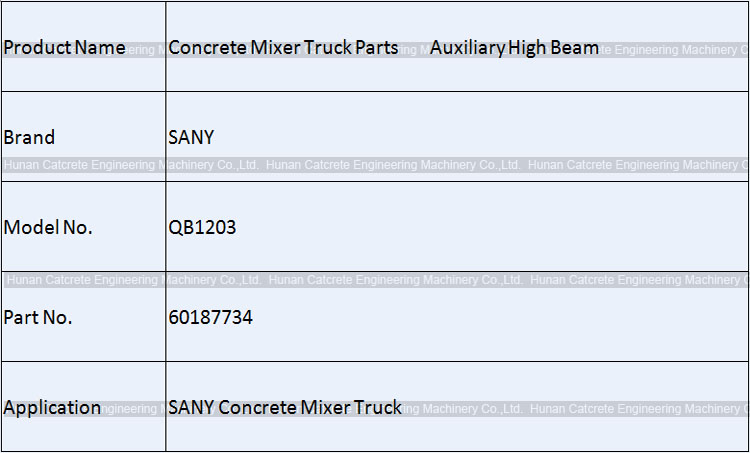 SANY Concrete Mixer Truck Spare Parts Auxiliary High Beam 60187734