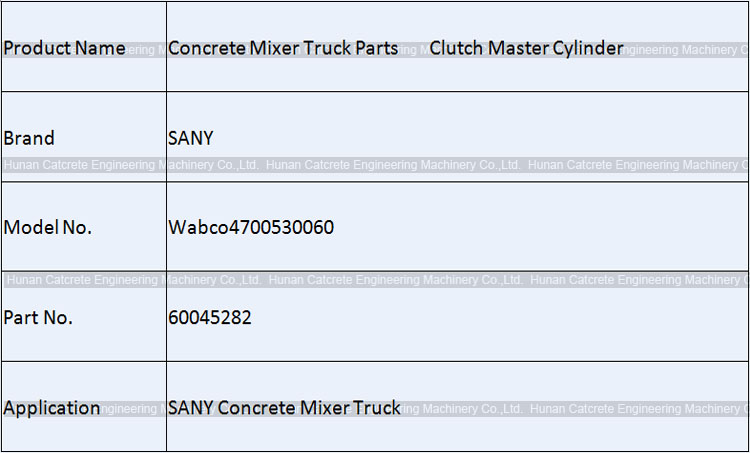 SANY Concrete Mixer Truck Spare Parts Clutch Master Cylinder 60045282