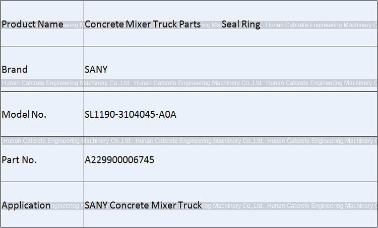 SANY Concrete Mixer Truck Spare Parts Seal Ring A229900006745