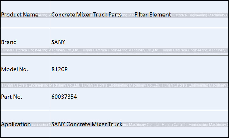 SANY Concrete Mixer Truck Spare Parts Fuel Water Separator Filter Element 60037354