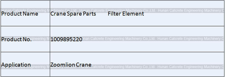 Zoomlion Crane Spare Parts Air Filter Element 1009895220