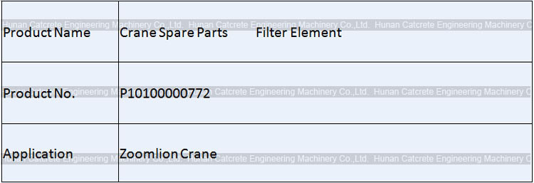 Zoomlion Crane Spar Parts Air Filter Element P10100000772