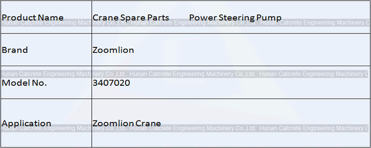 Zoomlion Crane Spare Parts Power Steering Pump 3407020