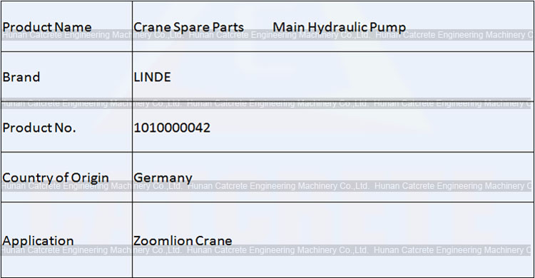 Zoomlion Crane Parts Genuine LINDE Hydraulic Pump 1010000042