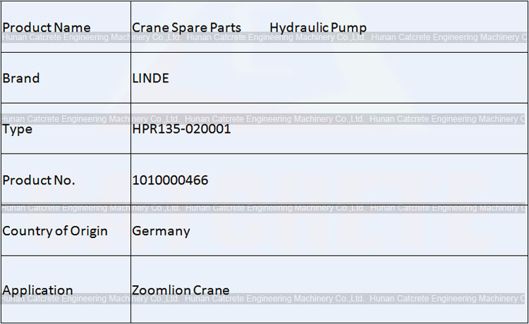 Zoomlion Crane Parts Genuine LINDE Hydraulic Pump HPR135-020001 1010000466