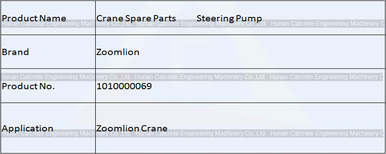 Zoomlion Crane Parts Genuine Steering Pump 1010000069