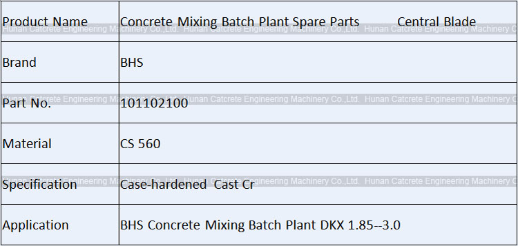 BHS Central Blade 1.85-3.0 DKX Concrete Mixer Spare Parts 101102100