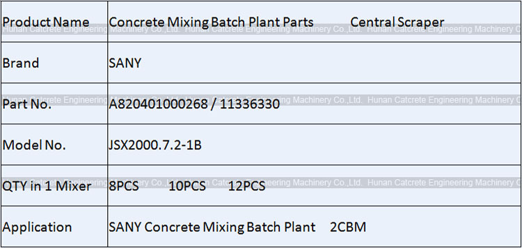 SANY JS2000 Concrete Mixing Batch Plant Wear Parts Central Scraper A820401000268 11336330