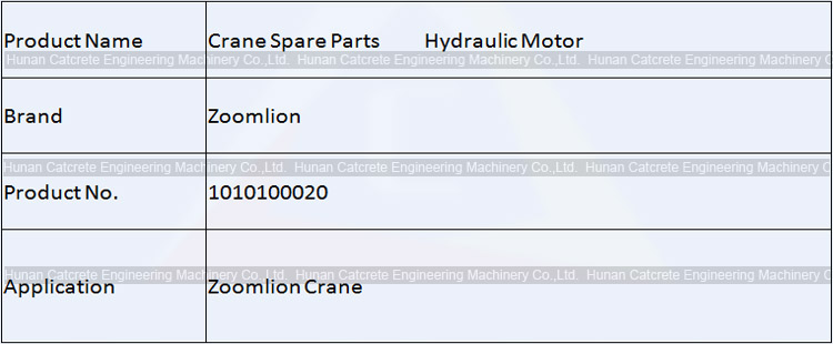 Zoomlion Crane Spare Parts Hydraulic Motor 1010100020