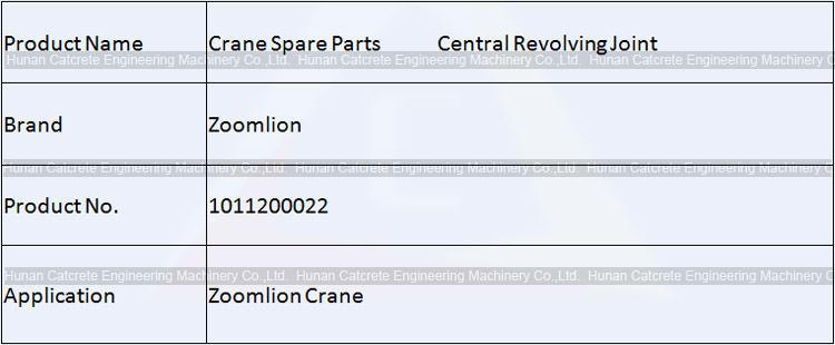 Zoomlion Crane Spare Parts Central Revolving Joint 1011200022