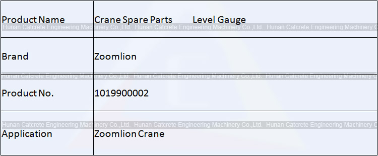 Zoomlion Crane Spare Parts Level Gauge 1019900002