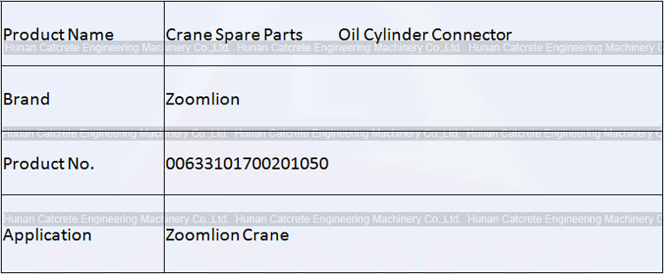 Zoomlion Crane Spare Parts 20T Oil Cylinder Connector 00633101700201050