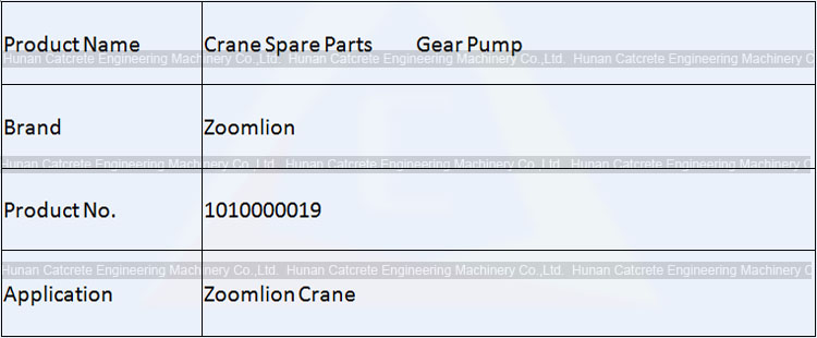 Zoomlion Crane Spare Parts 3 Joint Gear Pump 1010000019