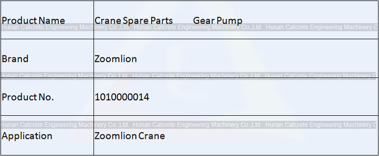 Zoomlion Crane Spare Parts 3 Joint Gear Pump 1010000014